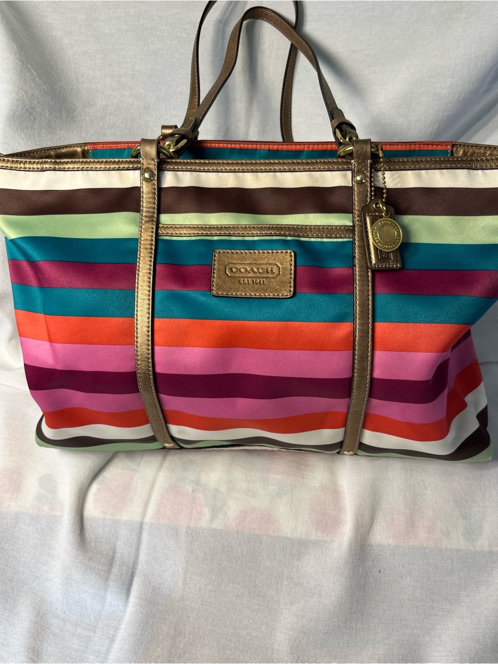 Coach Legacy Striped Sateen Tote - Picture 3 of 17